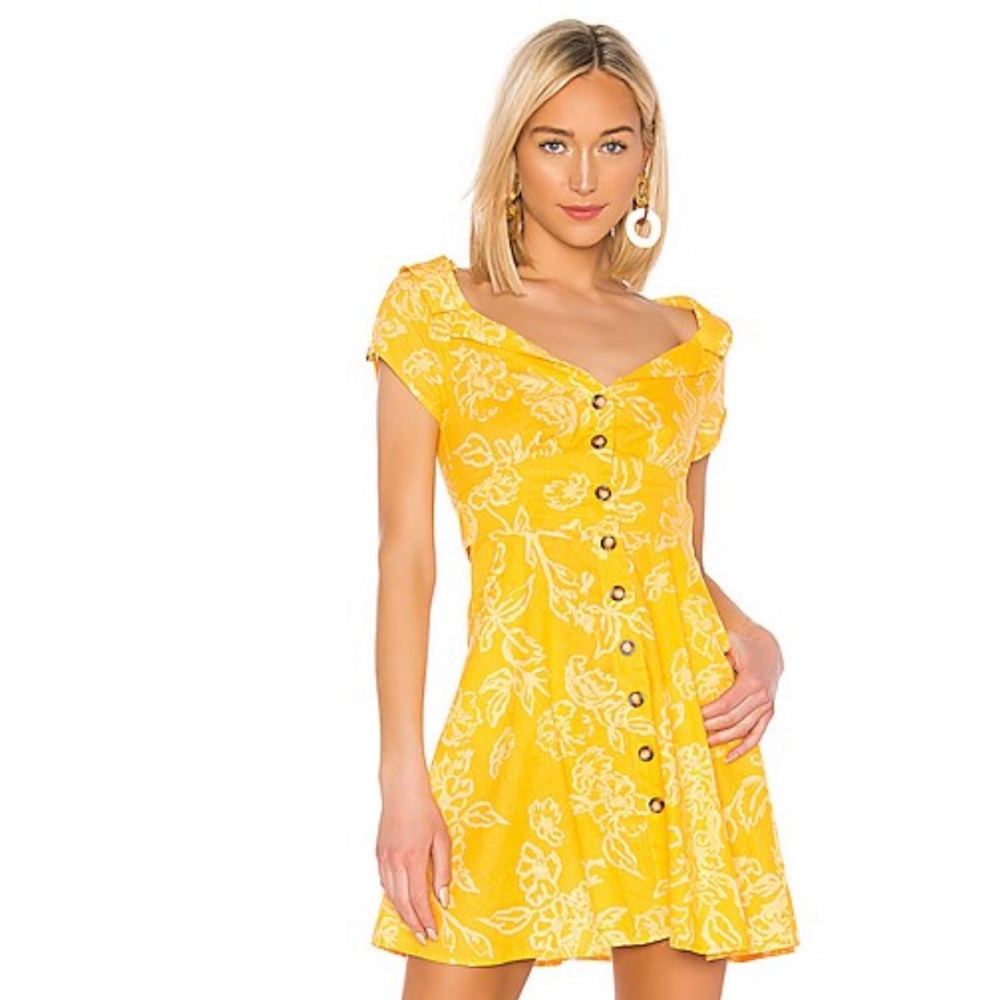 Free People Yellow Floral Mini Dress
